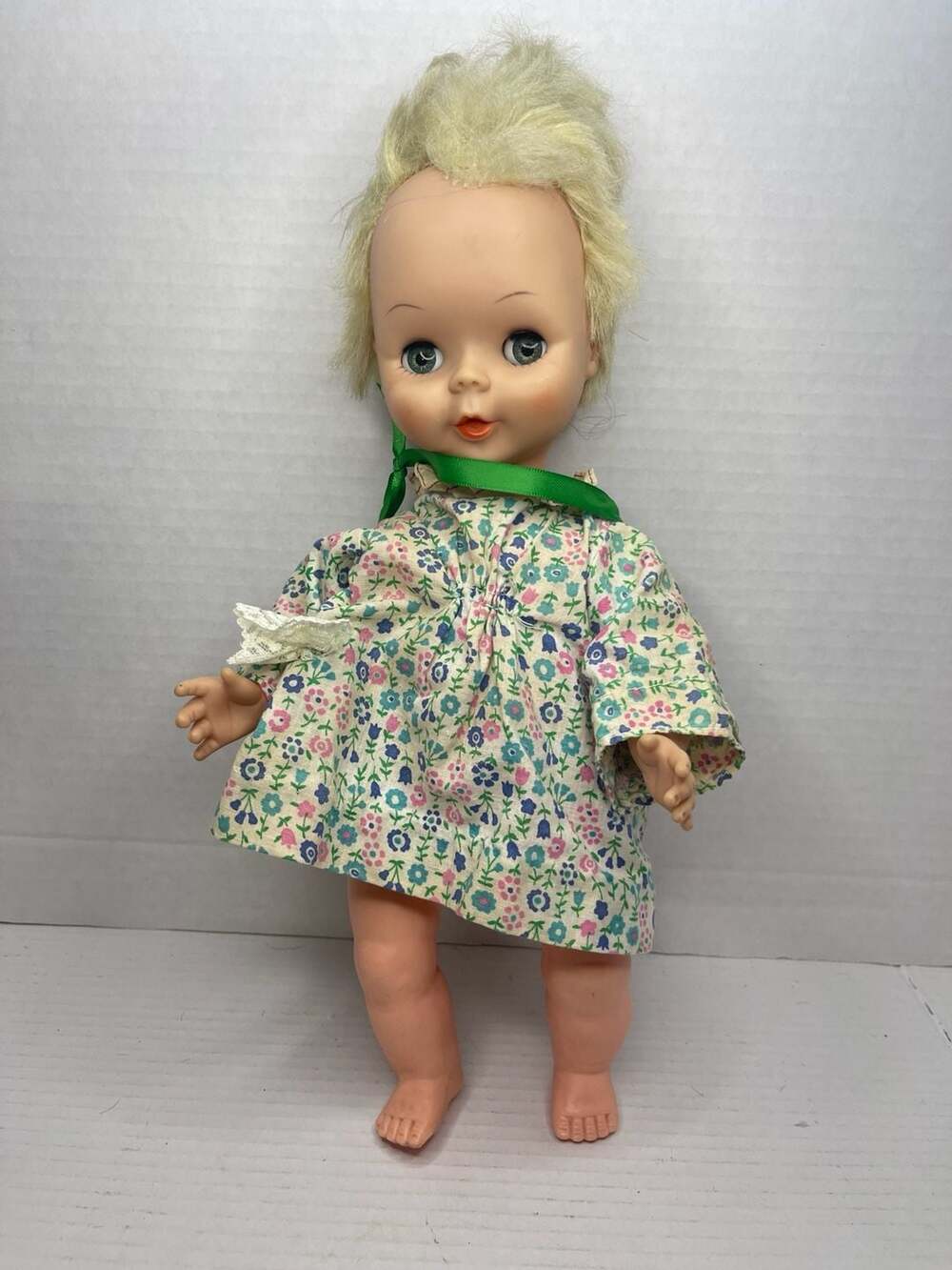 Vintage 1963 Deluxe Reading Baby Brite 15" Walking Doll w/ Original Floral Dress